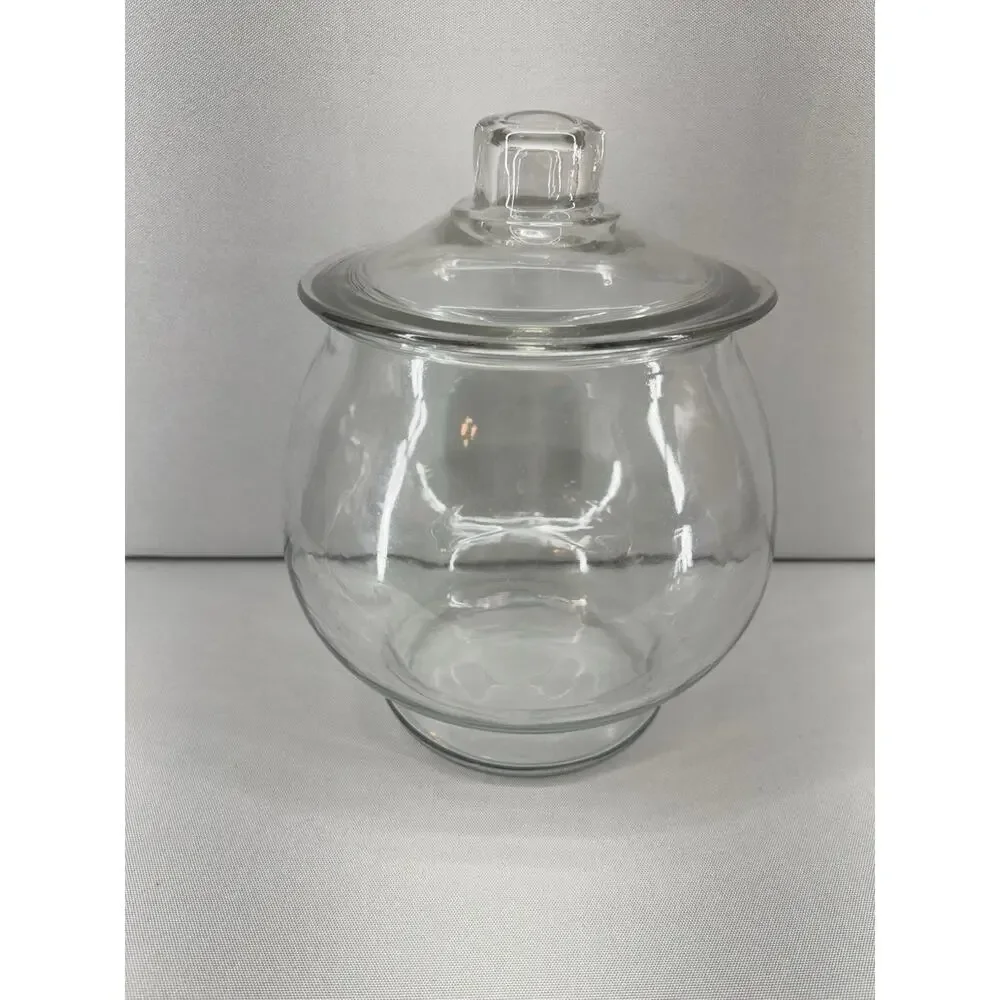 Vintage Clear Glass Apothecary Jar w Lid 10